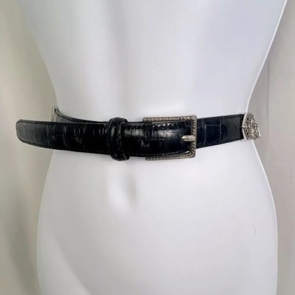 BRIGHTON WOMENS BLACK LEATHER BELT SIZE L